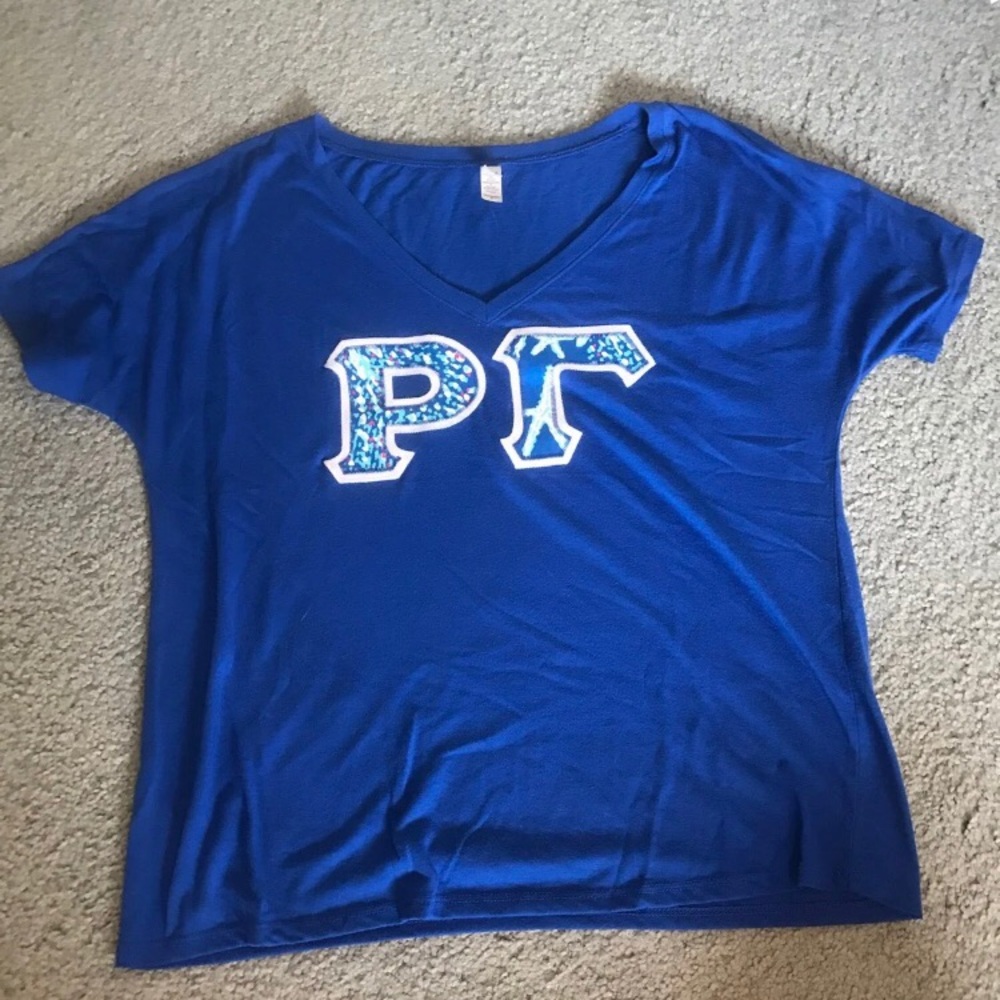 Lilly Pulitzer Rho Gamma Stitched Letters Shirt